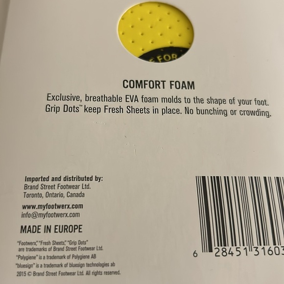 FOOTWERX Polygiene FRESH SHEETS Ultra Thin‎ EVA Insoles Odor Control Men’s NWT - Picture 8 of 10